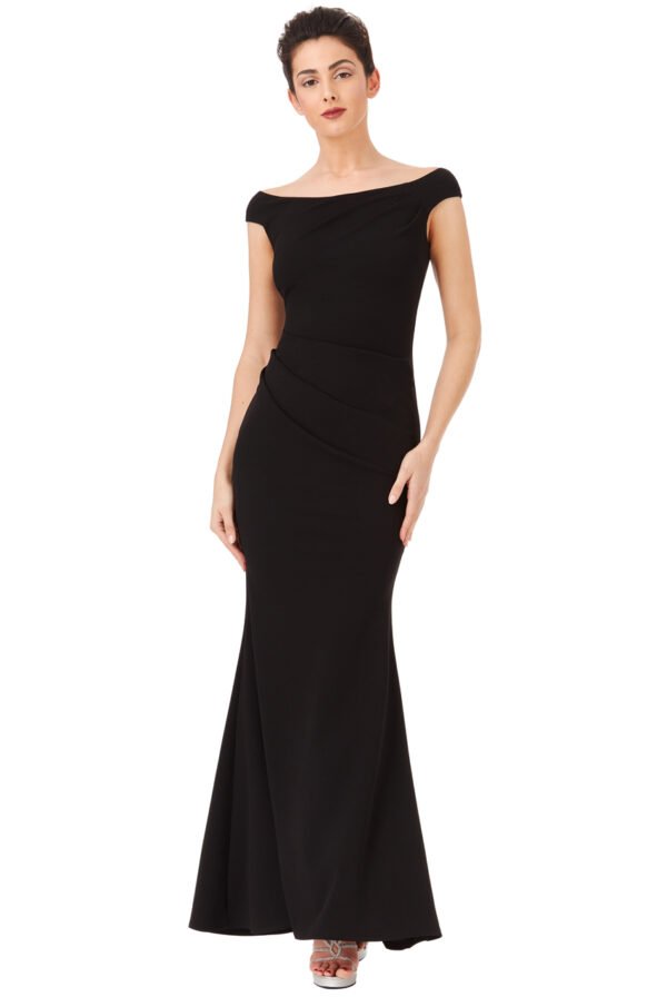 Undinėlės stiliaus ilga suknelė juodos spalvos